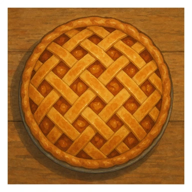 apple pie from birds eye view, lattice pie crust sticker