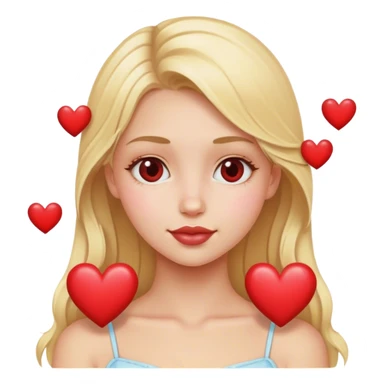 Crea una chica rubia con corazones  sticker