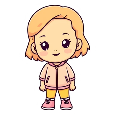 Light skin tone little girl sticker