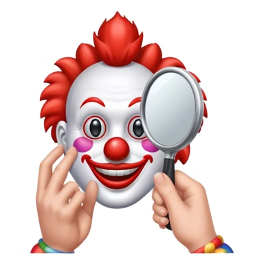Clown looking at  hand mirror  sticker