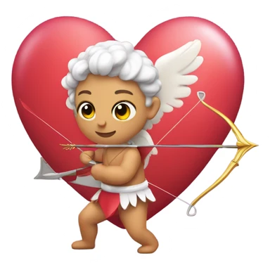 cupid with a bow with heart sticker