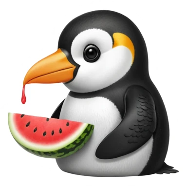 Penguin eating a watermelon in Egypt sticker