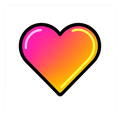 gradient heart icon, modern icon style, clean lines, neon glow effect, no text sticker