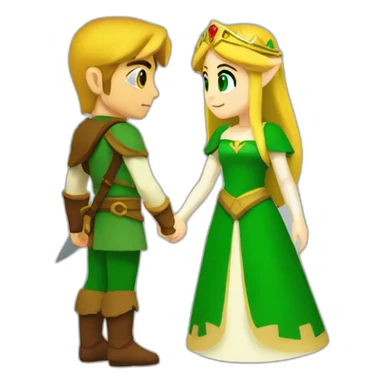 Link and Princess Zelda holding hands sticker