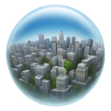 a crysta ball with a city inside sticker