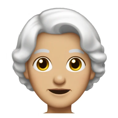 Old lady white hair short bob brown eyes sticker