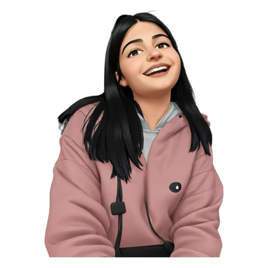 smiling girl with black hair sticker