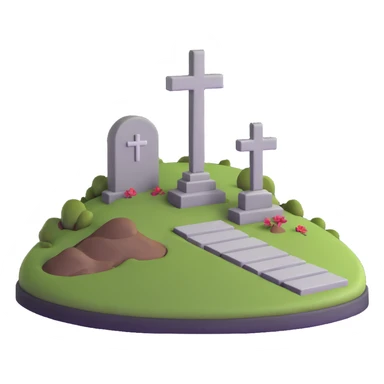 3D illustration of a grave with a cross, dramatic shadows sticker