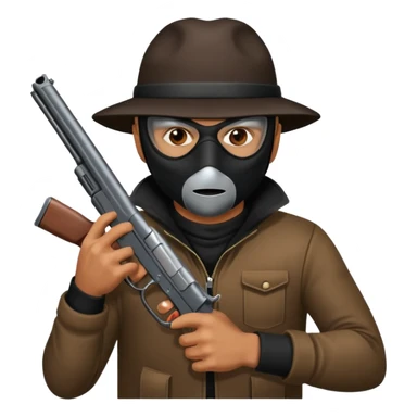 Robber with gun sticker