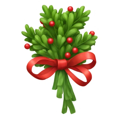 Bunch of mistletoe tied with a big red bow sticker
