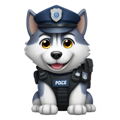 husky wearing police gear sticker