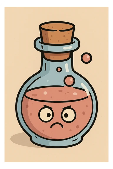 cute potion bottle, flat style, not personified sticker