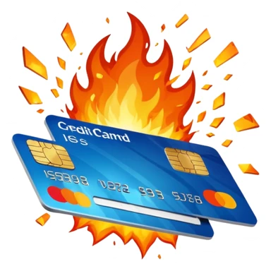 credit card with an explosion sticker