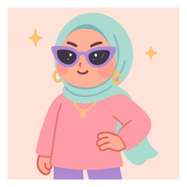 baddie hijabi, fierce look, sunglasses, luxury accessories, chic hijab style, high fashion, confident stance, gold accents sticker