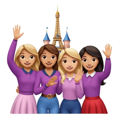 quatro chicas montadas en una atraccion de Disney paris levantando la mano sin el castillo detrás ni nada sticker