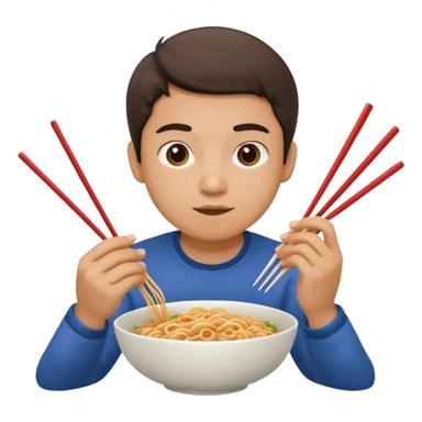 Create a person having noodles dinner. sticker