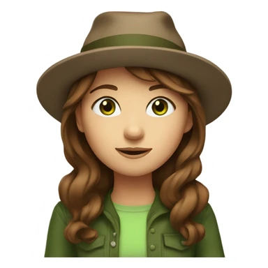 brown-haired girl in hat with green eyes sticker