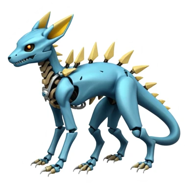 futuristic Skeleton-Cyborg-Manectric-Electrike-Salandit-Cubone-Umbreon-Marowak-Draco-Fakémon-hybrid-creature (full body), 4 legs sticker