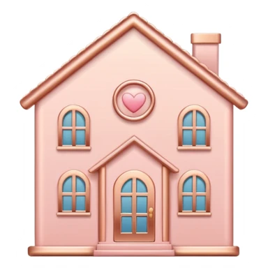 Home | vector icon of a feminine home icon in rose gold and blush pink, flat minimal design, soft glow, white background sticker