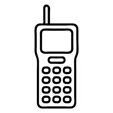 classic 1990s brick cell phone, simple icon style sticker