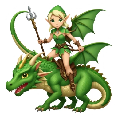 Elf dragon-tamer with bow riding a scaled beast sticker