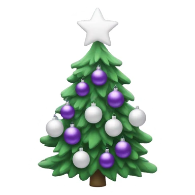 A purple Christmas tree with white ornaments sticker