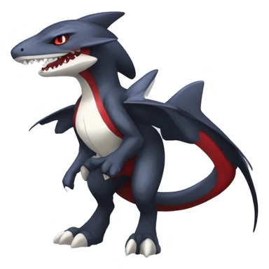 Black Cool Edgy Anthro Sharpedo-Sergal-Garchomp-Fakémon  with White and Red Edgy markings sticker