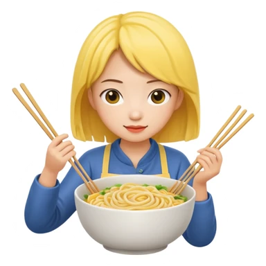 Yellow girl making noodle sticker