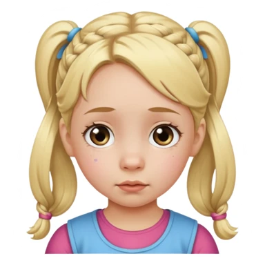 ["Little girl with blonde pigtails, two large teardrops on her cheeks."] sticker