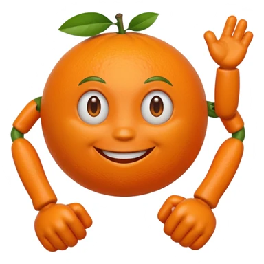 an Orange with arms and face expression sticker
