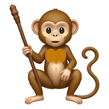 monkey sitting on a stick that is at an angle sticker
