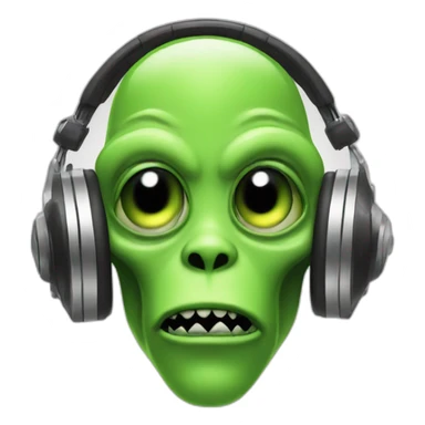 a dj alien with ear plug sticker