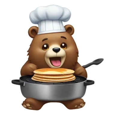 bear cooking pancakes sticker