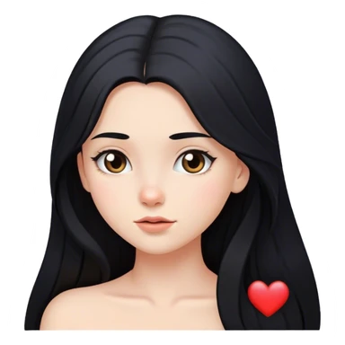 black-haired long hair white young girl looking in love sticker