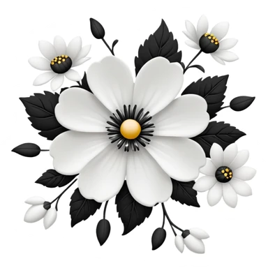 White and black flowers sticker