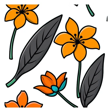 vibrant tropical flower with teal and orange colors sticker
