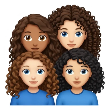 Two best friends .bestie 1: beige skin with brown long hair and blue eye. Bestie 2:mixed race skin with curly black hair and brown eye sticker