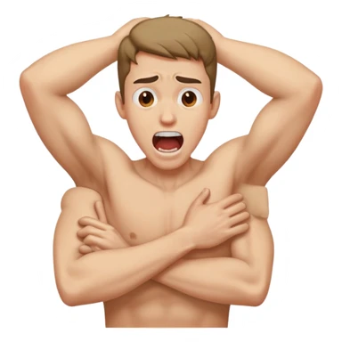 Arms crossed holding neck screaming guy sticker