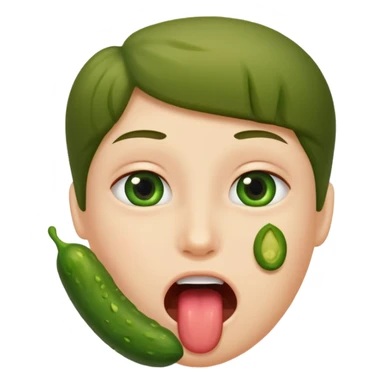 blushing face with pickle in mouth sticker