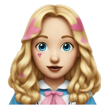 Alice in wonderland with pink stain on her nose  sticker