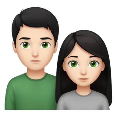  chico pelo negro ojos grises junto a chica pelo castaño largo ojos verdes sticker
