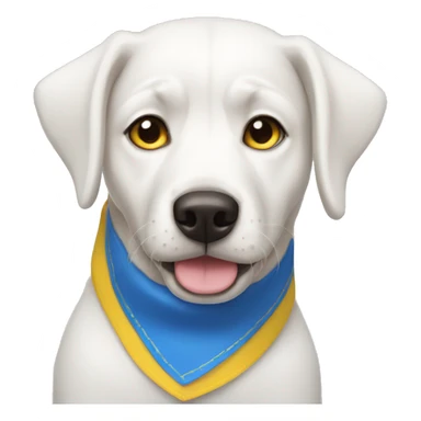 White dog blue eyes blue bandana and yellow collar  sticker