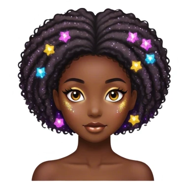 Beautiful black and fat girl offering glitter sticker