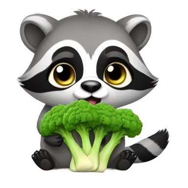 Cute Raccon eat broccoli sticker