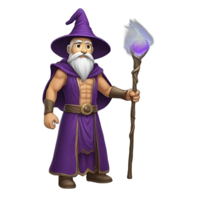 muscular-wizard-wearing-wizard-hat-and-robe sticker