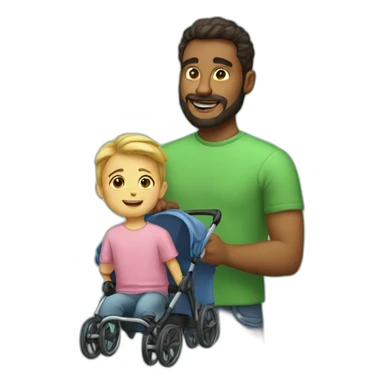 dad with kid buggy sticker