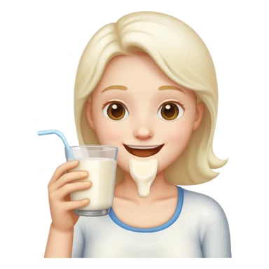 Happy emoji drinking milk and milk on face sticker