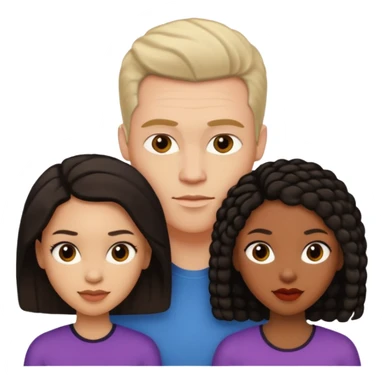 White brunette American man with two black african women both are African one is light skin black and one is medium tone black with african hair styles sticker