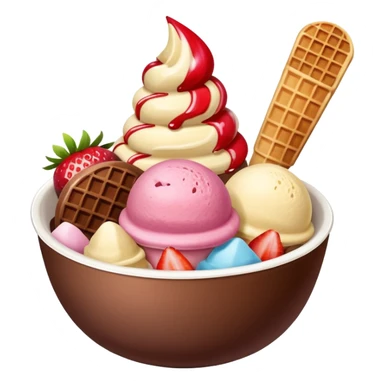 Neapolitan ice cream scoops in a bowl sticker