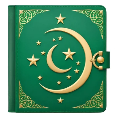 Closed Quran with the Islamic Symbol on it (moon and star) green and only 1 star sticker